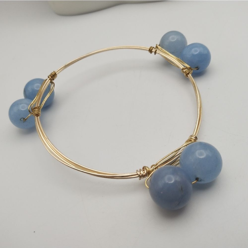 Aquamarine gem Serenity blue‎ peaceful bracelet bangle